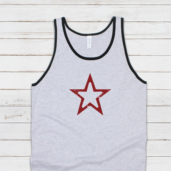 Star Ringer Tank Top Minimalist Abstract Geometric Skater Fashion Retro 70s 80s 90s Y2K USSR CCCP Printed Women's Men's Ringer Vest Tee Cami