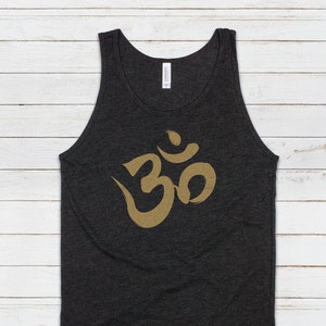 Om Calligraphy Tank Top Ohm Aum Yoga Meditation Sanskrit Writing Peace Lotus Mandala Hindu Mindfulness Gym Mens Womens Printed Vest Cami Tee