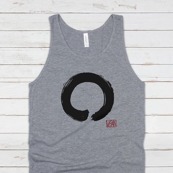 Enso Buddhist Circle Vegan Tank Top Yoga Peace Animal Rights Buddhist Be Kind Climate Change Mindfulness Mens Womens Printed Vest Cami Tee