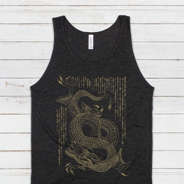 Camiseta sin mangas japonesa Dragon Ryu Japón Chino tradicional Ukiyo-e Dragon Naga Yoga Artes marciales Anime Manga Gimnasio Hombres Mujeres Chaleco estampado Cami