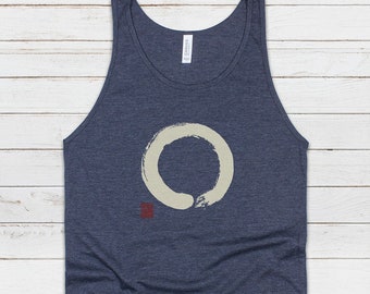 Japanese Calligraphy Tank Top - Enso Circle Buddism Buddhist Japan Traditional Art Martial Arts Anime Manga Mens Womens Printed Vest Cami