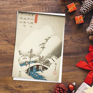 Art japonais ukiyo-e carte de voeux Noël Noël nouvel an hiver gravure sur bois esthétique Hiroshige Snow Yosa Buson luxe élégant - W65