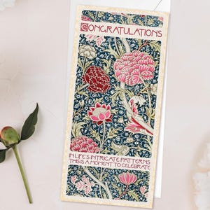 Élégante carte de voeux William Morris Art anniversaire Félicitations luxe opulent long Cray Dahlias Nouveau DL préraphaélite vintage CR3