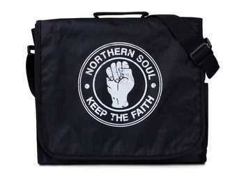 Northern Soul Record Bag - Vintage Retro Style DJ LP Vinyl Records Messenger Shoulder Bag - Mod Ska Motown - Keep The Faith