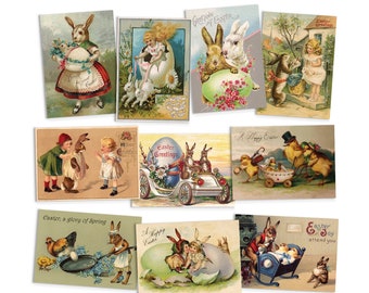 Victorian Easter Postcards Set - Weird, Creepy, Cute A6 Prints
