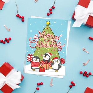 Cartão de Natal Kawaii Feliz Natal Árvore Ano Novo Inverno Pinguins Bonitos Animais Adoráveis Boneco de Neve Retro Papai Noel Presente Bonito - T48