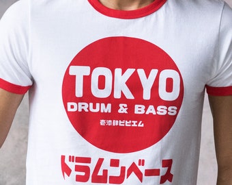 Tokyo Drum & Bass Ringer T Shirt Japanese 174 BPM Amen Break DJ UK Garage Junglist Synthesizer Synth Breakbeat Printed Men's Women's Tee