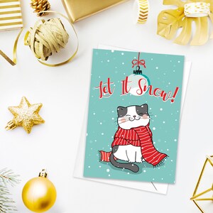 Tarjeta de felicitación navideña Kawaii Feliz árbol de Navidad Año nuevo Invierno Gatos bonitos Gatitos Retro Papá Noel Gatitos Lindos pasteles de regalo para amantes de los gatos - S35