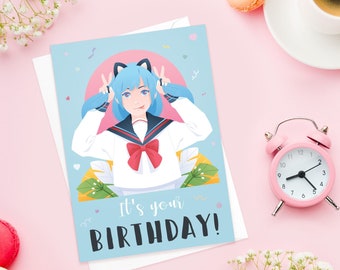 Anime Birthday Card - Etsy