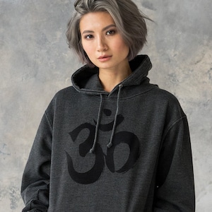 Om Ohm Aum Hoodie Yoga Buddha Meditation Hindu Sanskrit Mindfulness Mandala Womens Girls Men Printed Sweatshirt Washed Brushed Hooded Top
