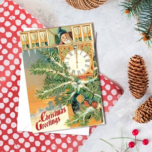 Cartes de vœux victoriennes Set de cartes de Noël Arbre de Noël Nouvel An Hiver Édouardien Anglais Britannique vintage Vieux Rétro Santa Gnome Mignon - G12