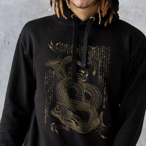 Japanese Dragon Hoodie Calligraphy Traditional Art Japan Anime Manga Kanji Harajuku Martial Arts Womens Mens Sweatshirt Printed Hooded Top
