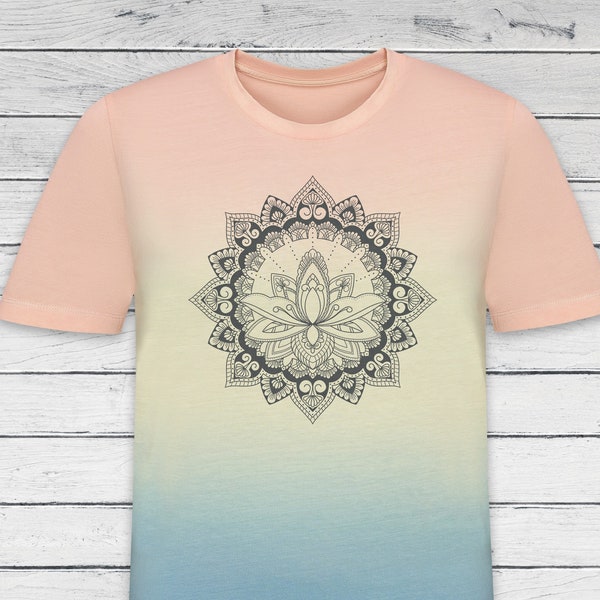 Lotus Mandala Print T Shirt Tie Dye Marble Traditional Indian Henna Tattoo Pastel Yoga Buddhism Hindu Ombre Dipped Womens Mens Printed Tee