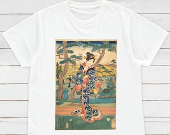 Ukiyo-e Woodblock T-Shirt: Hiroshige Geisha Art
