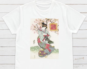 Camiseta Ukiyo-e Geisha: arte japonés en madera, diseño Keisai Eisen