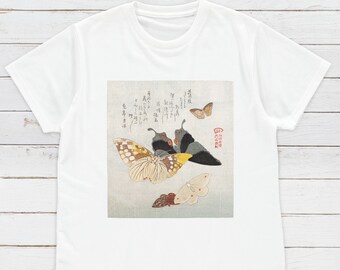 Ukiyo-e Butterfly T-Shirt, Japanese Woodblock Art Graphic Tee