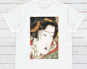 Japonais Ukiyo-e T Shirt Woodblock Art Keisai Eisen Geisha Maiko