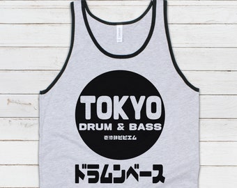 Tokyo Drum and Bass Tank Top Japanese Junglist Jungle DnB EDM DJ Synth Music Festival Cool Japan Mens Womens Graphic Printed Cami Vest Tee