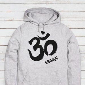 Om Vegan Hoodie Herbivore Plant Based Animal Rights Kindness Be Kind AF Sanskrit Planet Earth Womens Printed Hooded Top Jumper Sweatshirt