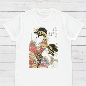 Ukiyo-e Geisha T-Shirt, Kikugawa Eizan Woodblock Art image 1