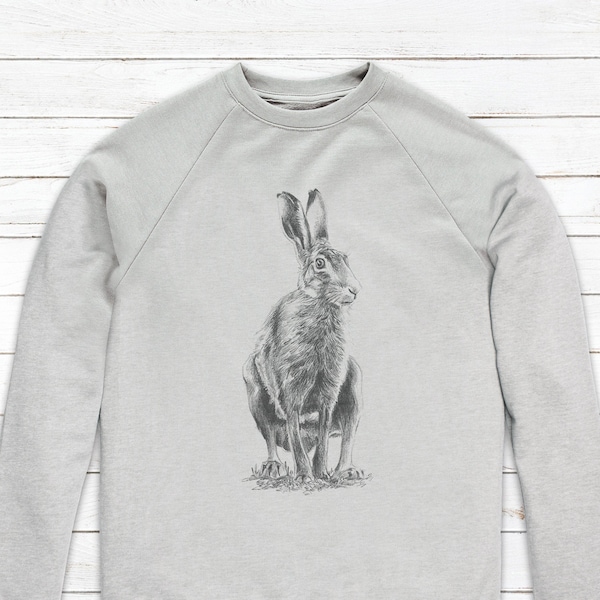 Wild Hare Rabbit Sweatshirt Artist Pencil Sketch Drawing Art Vegan Herbivore Animal Valentines Day Gifts Mens Womens Printed Jumper Sweater