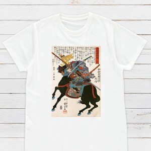 Japanese Ukiyo-e T Shirt Woodblock Art Utagawa Kuniyoshi Samurai Bushido Japan Martial Arts Calligraphy Gift Womens Mens Graphic Printed Tee