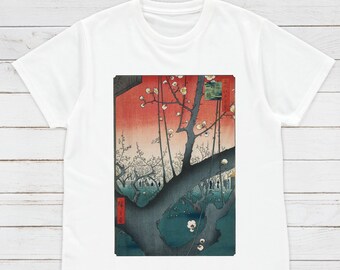 Ukiyo-e Plum Park T-Shirt, Japanese Woodblock Art Tee