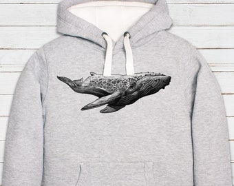 Humpback Whale Hoodie Gyotaku Traditional Art Pencil Drawing