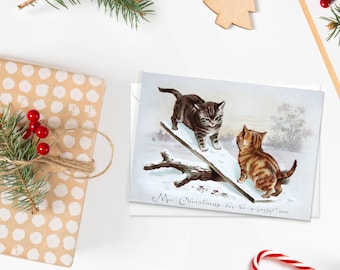 Victorian Christmas Card Set – Kitten Greeting Cards, Edwardian Art