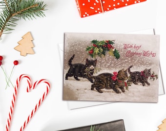 Victorian Christmas Card Set – Kitten Greetings, Vintage Xmas Cards