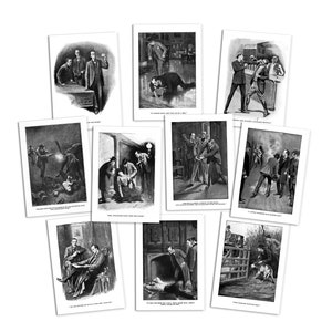 Illustrazioni di Sherlock Holmes, set di 10 cartoline artistiche, stampe di cartoline, set di Sidney Paget Watson, disegni di Conan Doyle, carte vittoriane