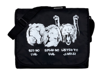 Junglist Lions Record Bag, Drum and Bass DJ Messenger Bag