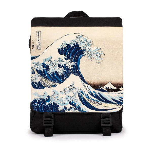 Japanese Ukiyo-e Rucksack Backpack Bag Woodblock Art Hokusai The Great Wave Kanagawa Mount Fuji San Womens Mens Graphic Printed Cabin Bag