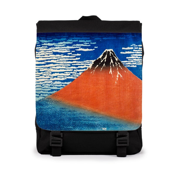 Japanese Ukiyo-e Rucksack Backpack Bag Woodblock Art Hokusai Mount Red Fuji Gaifu Kaisei Womens Mens Graphic Printed Laptop Cabin Travel Bag