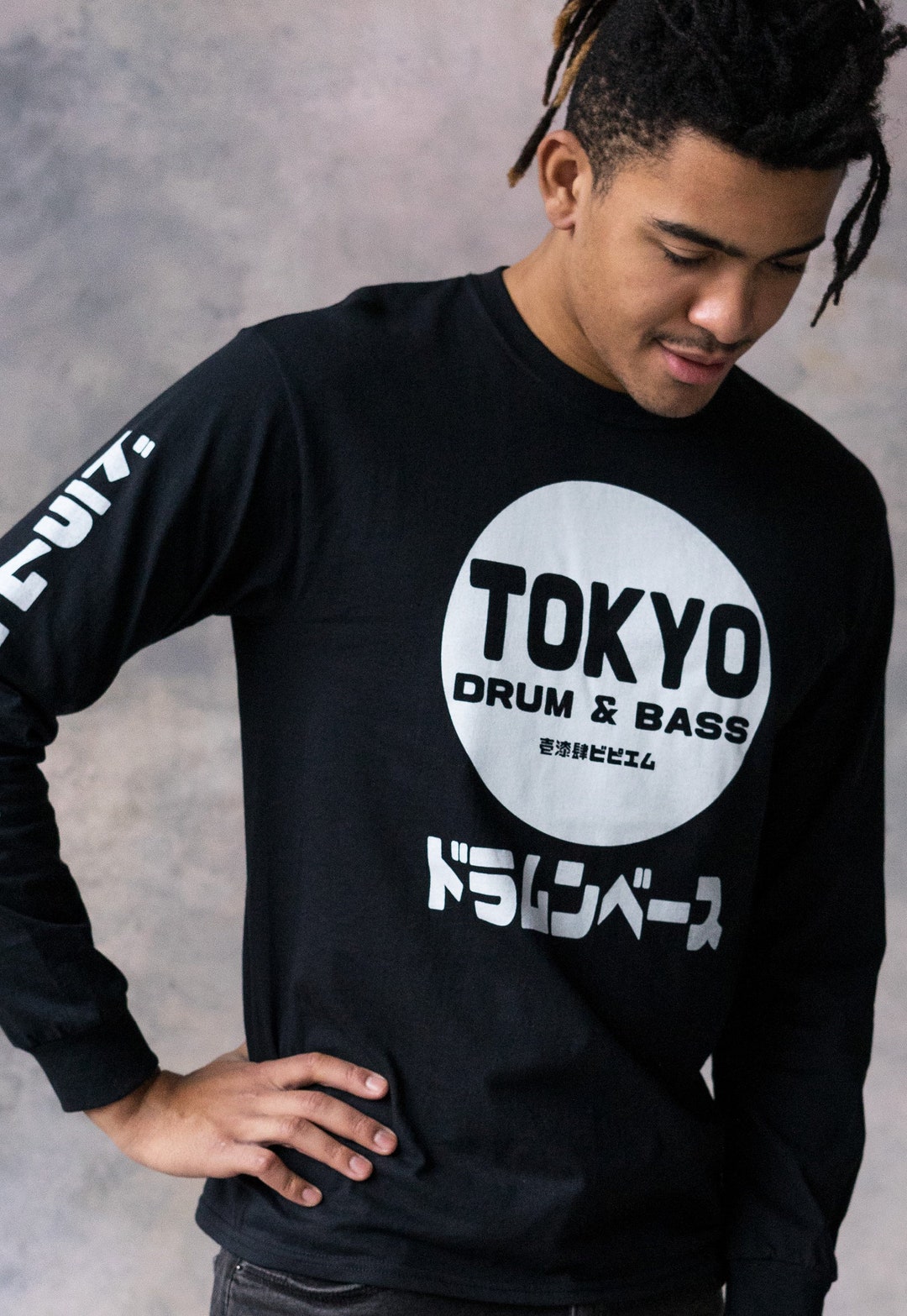 Tokyo Drum & Bass Long Sleeve T Shirt Japanese Writing Tokyo Drum & Bass Long Sleeve T Shirt Japanese Writing