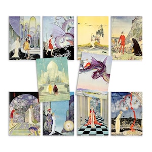 Fairy Tale Illustrations Art Postcards Set of 10 - Postcard Prints Pack Virginia Frances Sterrett Pretty Beautiful Tanglewood Tales Cards