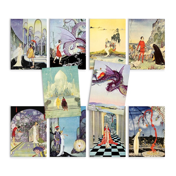 Fairy Tale Illustrations Art Postcards Set of 10 - Postcard Prints Pack Virginia Frances Sterrett Pretty Beautiful Tanglewood Tales Cards