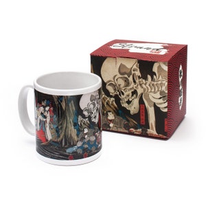 Japanese Ukiyo-e Art  Mug Cup with a Box Boxed Woodblock Print Utagawa Kuniyoshi Mitsukuni and Skeleton Spectre Monster Horror Japan Gift
