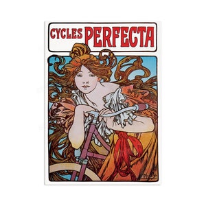 Alphonse Mucha Cycles Perfecta Vintage Art Print Poster Wall Antique Quirky Illustration Fairy Bicycle Victorian Edwardian Beautiful Woman