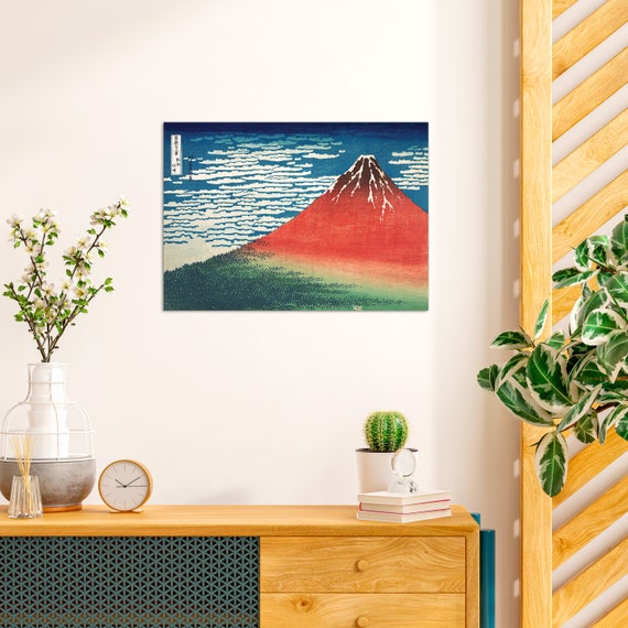 赤い富士山の浮世絵版画｜富士山の木版画ポスター A3 - Etsy 日本