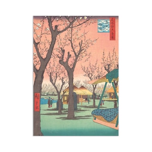 Japanese Ukiyo-e Art Print Poster Woodblock Wall Art Hiroshige Plum Garden Kamata Flower Landscape Blossoms Beautiful Japan Calligraphy A3