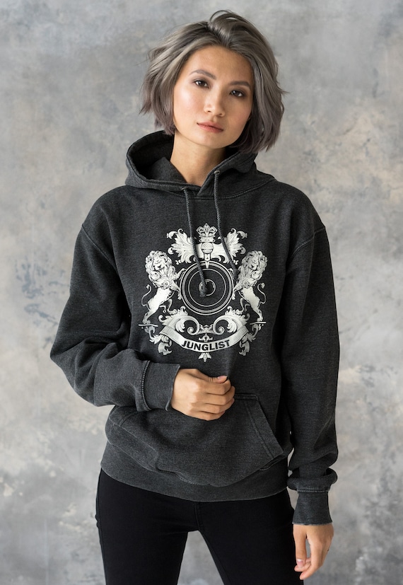 Junglist Coat of Arms Hoodie Drum and Bass Jungle Crest Female