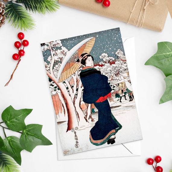 Japanese Ukiyo-e Art Greeting Card Christmas Xmas New Year 