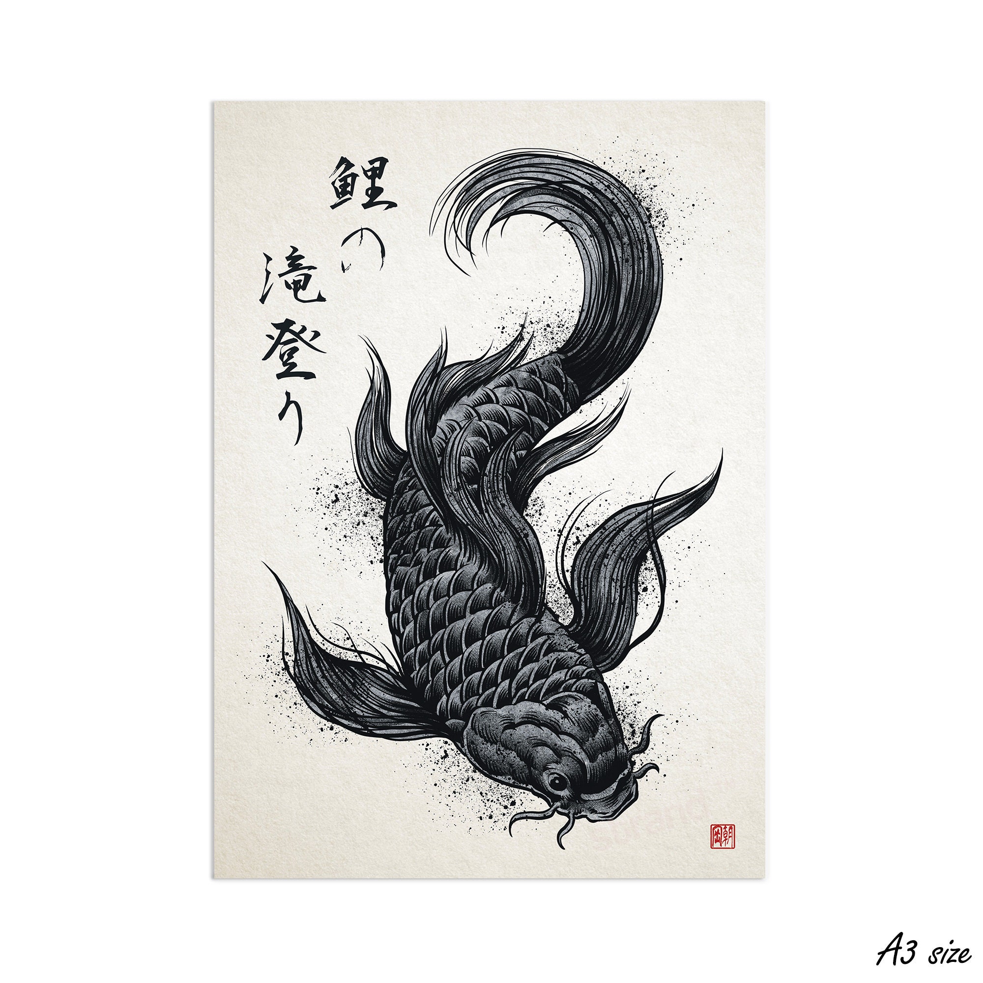 Hand Drawn Asian Spiritual Symbols  Koi Carp With Lotus And Waves It Can  Be Used For Tattoo And Embossing Or Coloring Royalty Free SVG Cliparts  Vectors And Stock Illustration Image 56653308