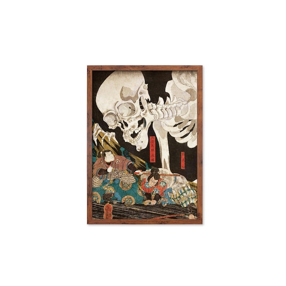Skeleton Spectre Japanese Framed Mounted Ukiyo-e Wall Decor