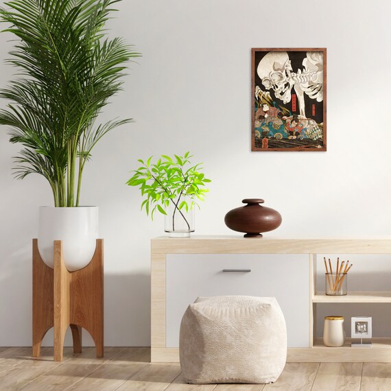 2点 専用 1970年代 夜光 幽霊 立体シール　と　写し絵セット 未開封 Skeleton Spectre Japanese Framed Mounted Ukiyo-e Wall Decor
