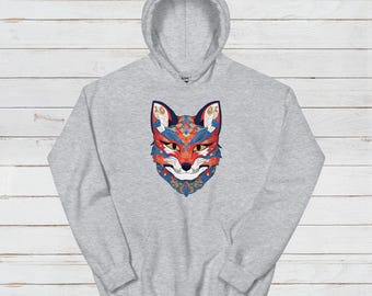 Kitsune Japanische Fuchs Maske Herren Damen Unisex Hoodie