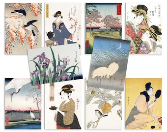 Lot de 10 cartes postales d'art japonaises Ukiyo-e