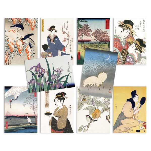 Lot de 10 cartes postales d'art japonaises Ukiyo-e