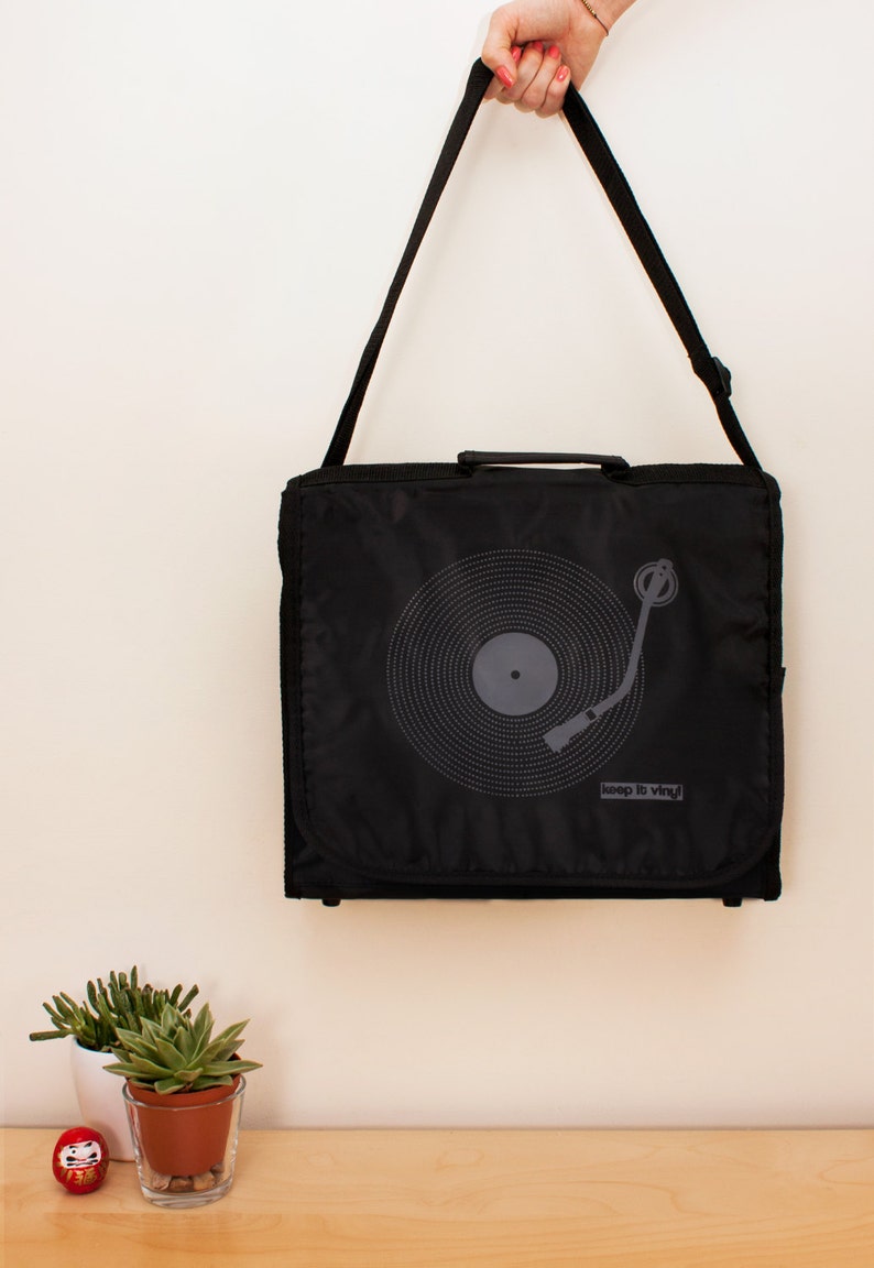 Keep It Vinyl Record Bag Minimal Minimalist Bass Deck Decks Turntable LP Old School Hip Hop Retro Style DJ Records Messenger Shoulder Bag zdjęcie 5